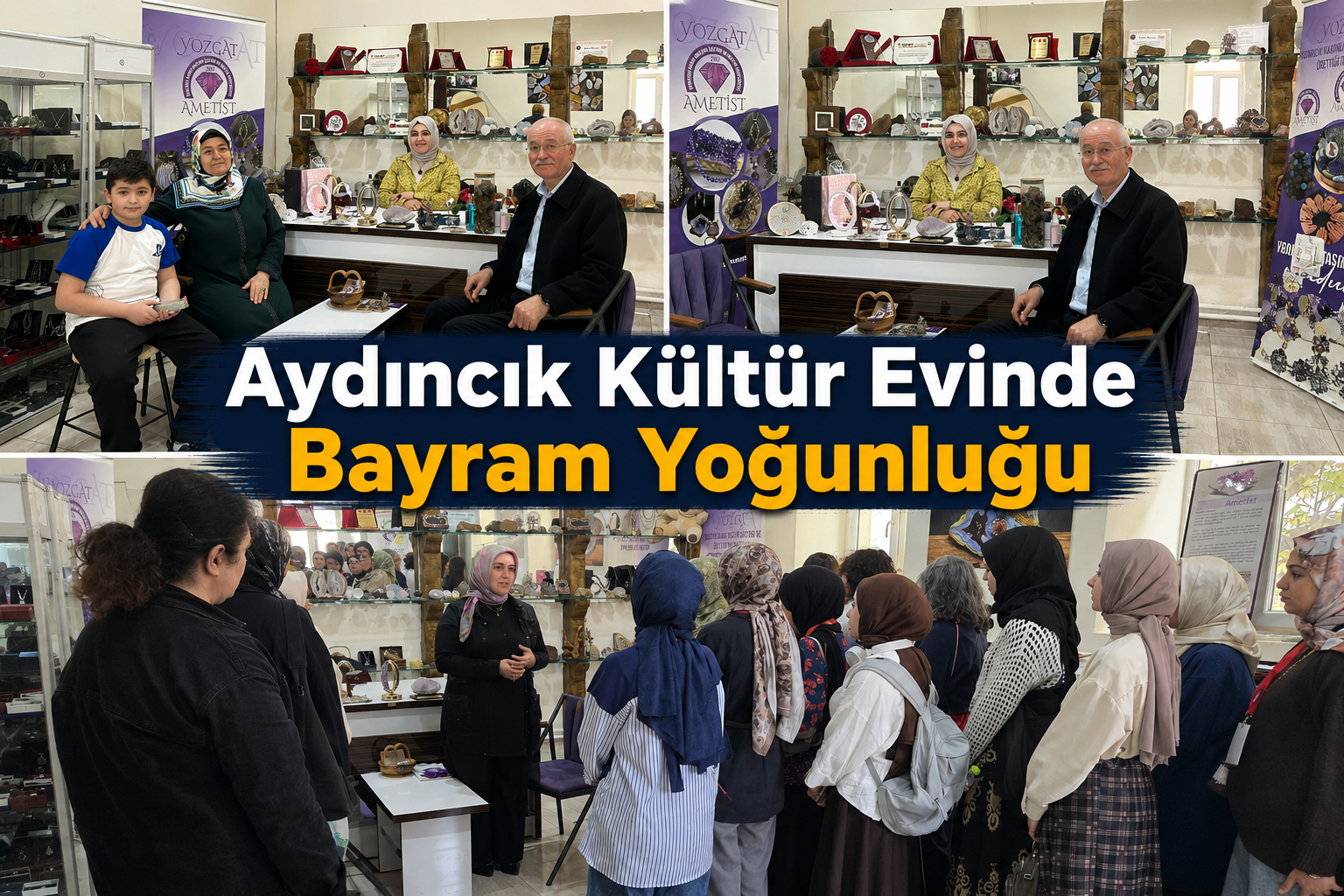 Bayramda Aydıncık Kültür Evi’ne Yoğun İlgi: Ametist Taşından Üretilen Eserler Göz Kamaştırdı