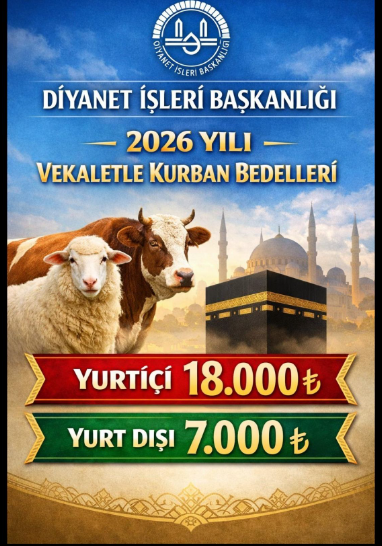 Diyanet 2026 Vekaletle Kurban Bedellerini Açıkladı