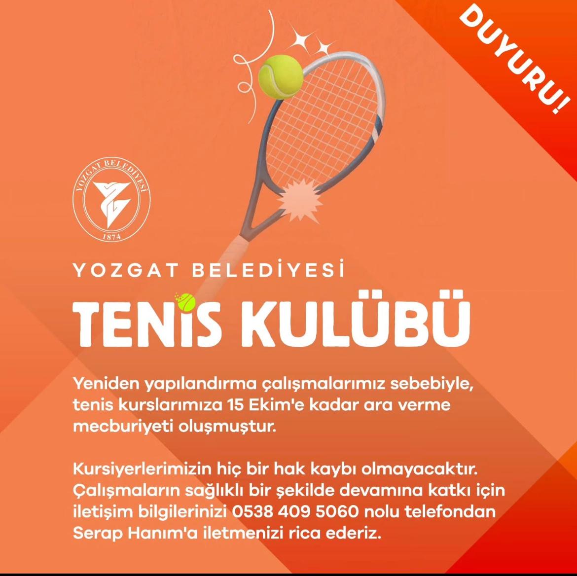 Tenis Kurslarına Ara Verildi