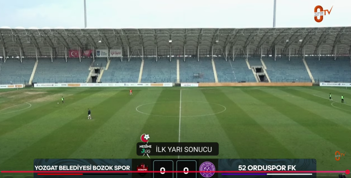 Yozgatspor-52 Orduspor İlk Yarı Sonucu 0-0